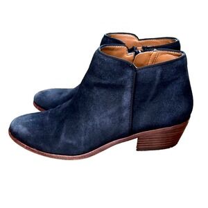Sam Edelman Petty‎ Block Heel Ankle Bootie Black Suede Leather Boot Womens 7.5
